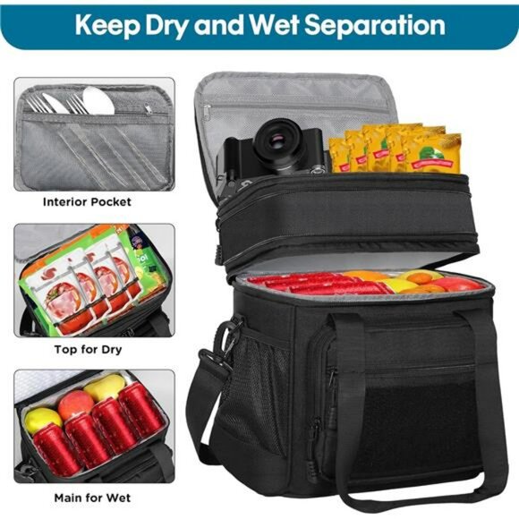 Expandable Insulated Lunch Bag Large Leakproof Cooler Tote Work Travel - Picture 3 of 7